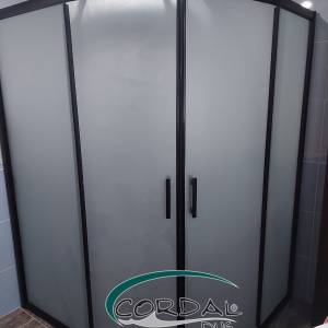 Duşakabin 6mm 100x100 Oval Kumlu Siyah Profil
