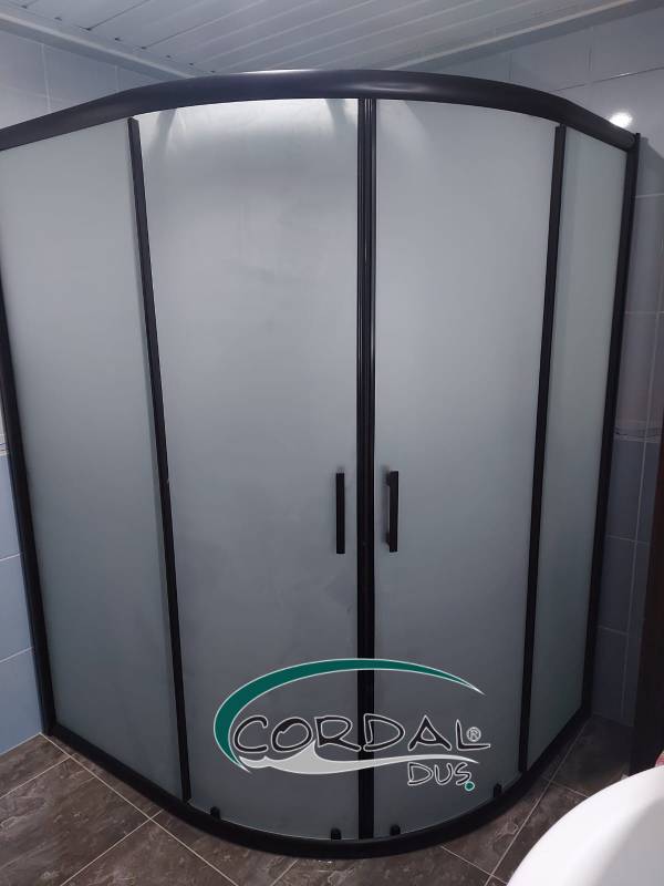 Duşakabin 6mm 100x100 Oval Kumlu Siyah Profil