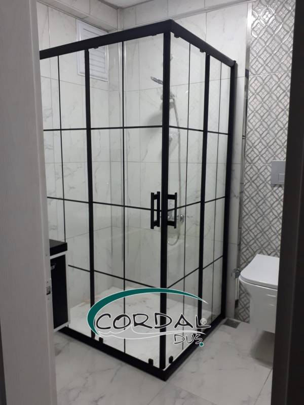 Duşakabin 90x90 6mm Siyah Profil Karolajlı